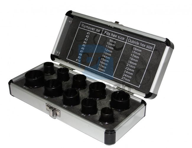 10-piece socket set for damaged screws, long 02077