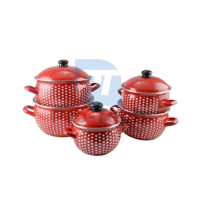 10-piece set of enamel pots Red Dots 53015