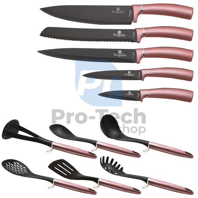 12-piece set of kitchen stainless steel knives and kitchen tools PINK- SILVER 19971