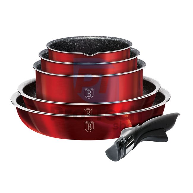 12-piece cooking set with marble surface METALLIC LINE BURGUNDY EDITION 19101