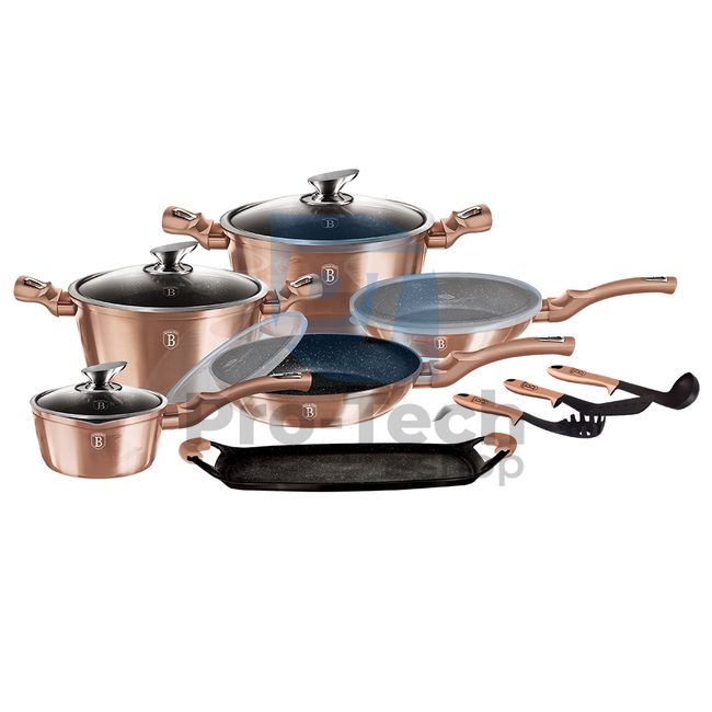 14+2-piece cooking set with marble surface METALLIC LINE ROSE GOLD EDITION 19469