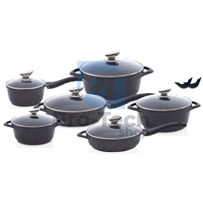 14-piece set of pots with marble surface Black 53681