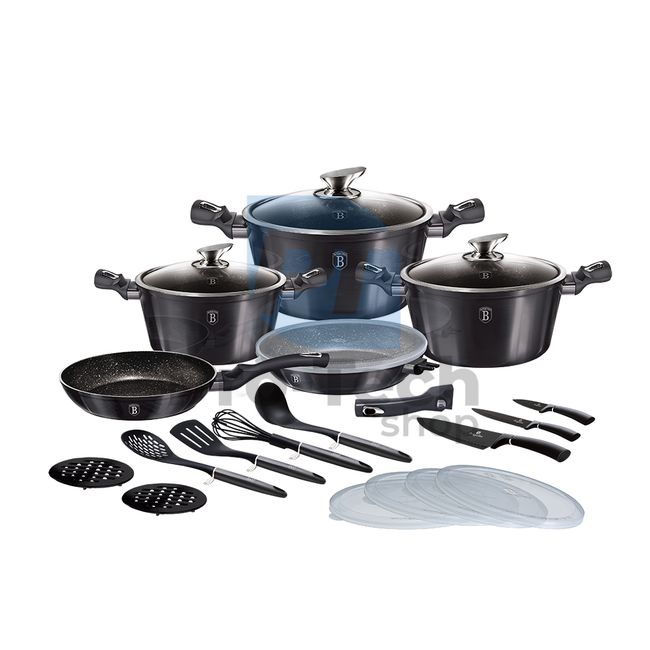 22-piece cooking set with marble surface and removable handle METALLIC LINE CARBON PRO EDITION 19347