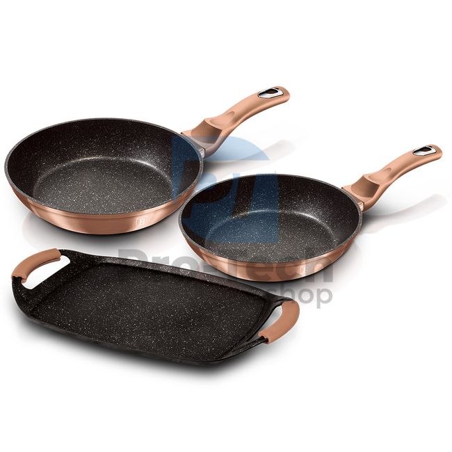 3-piece set of frying pans and grill plate METALLIC LINE ROSE GOLD EDITION 19454