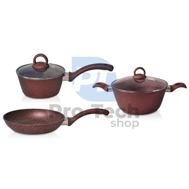 5-piece set of pots with marble surface Burgundy 53685