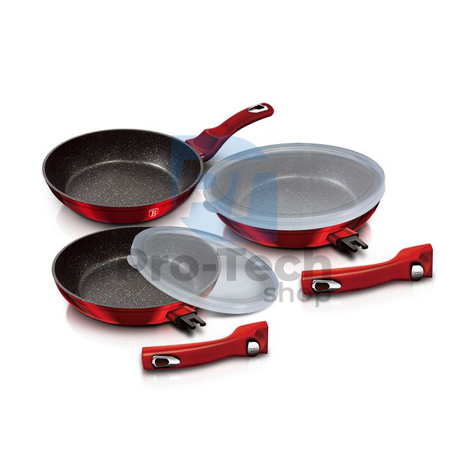 5-piece set of pans with marble surface and removable handle METALLIC LINE BURGUNDY EDITION 19089