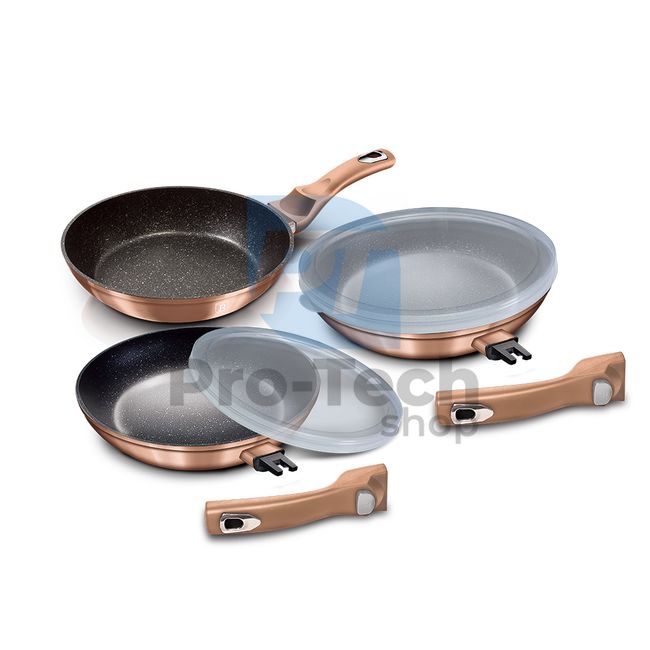 5-piece set of pans with marble surface and removable handle METALLIC LINE ROSE GOLD EDITION 19451