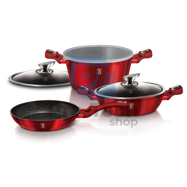 5-piece cooking set with marble surface METALLIC LINE BURGUNDY EDITION 19095