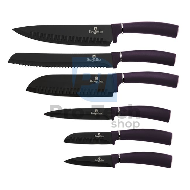 6-piece set of stainless steel kitchen knives PURPLE 20269