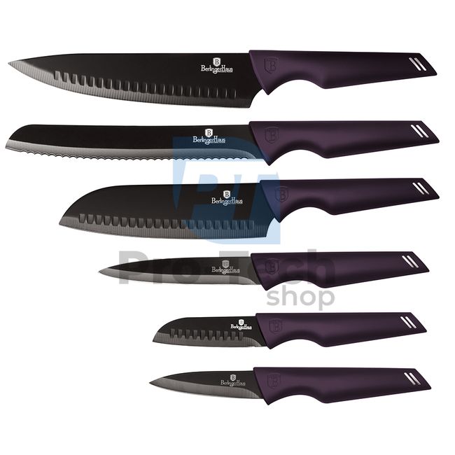 6-piece set of stainless steel kitchen knives PURPLE 20270