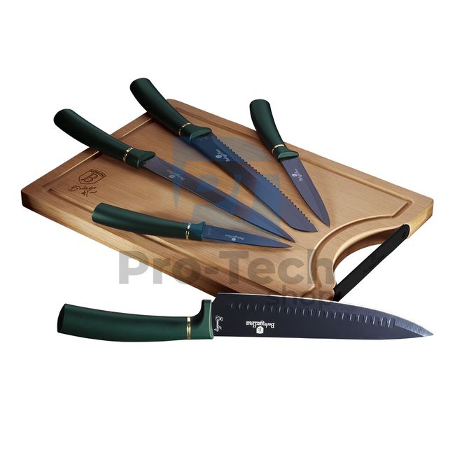 6-piece set of stainless steel kitchen knives with cutting board EMERALD 20170