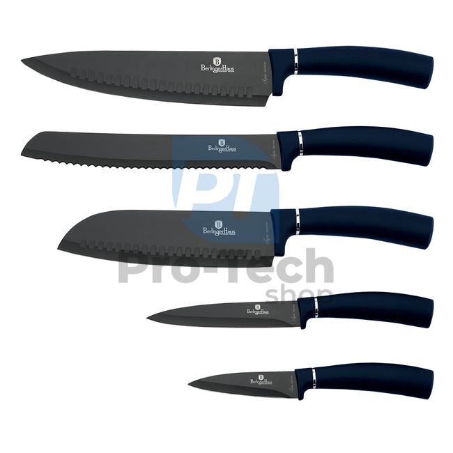 6-piece set of stainless steel kitchen knives with magnetic holder AQUAMARINE 20061