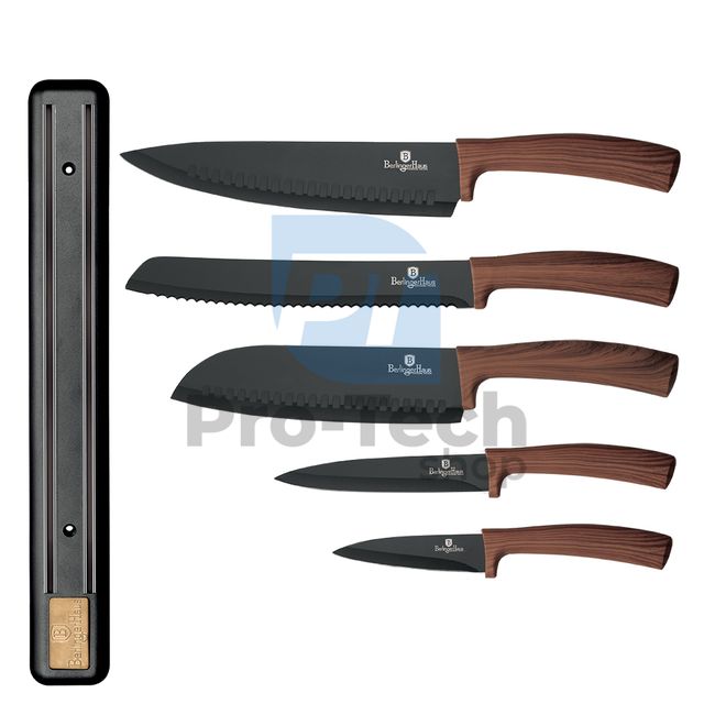 6-piece set of stainless steel kitchen knives with magnetic holder ORIGINAL WOOD 20858