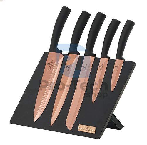 6-piece set of stainless steel kitchen knives with magnetic stand ROSE GOLD 19711