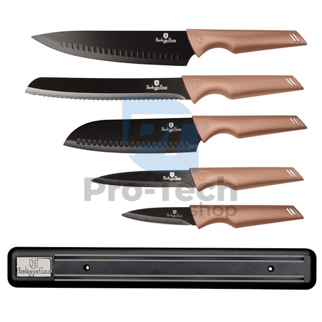 6-piece set of kitchen knives with magnetic holder ROSE GOLD 19520