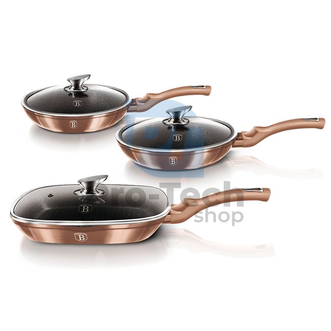 6-piece set of pans with marble surface and lids METALLIC LINE ROSE GOLD EDITION 19453