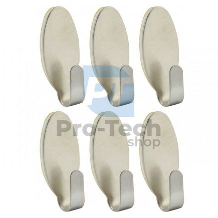 6-piece set of self-adhesive stainless steel hooks 52475