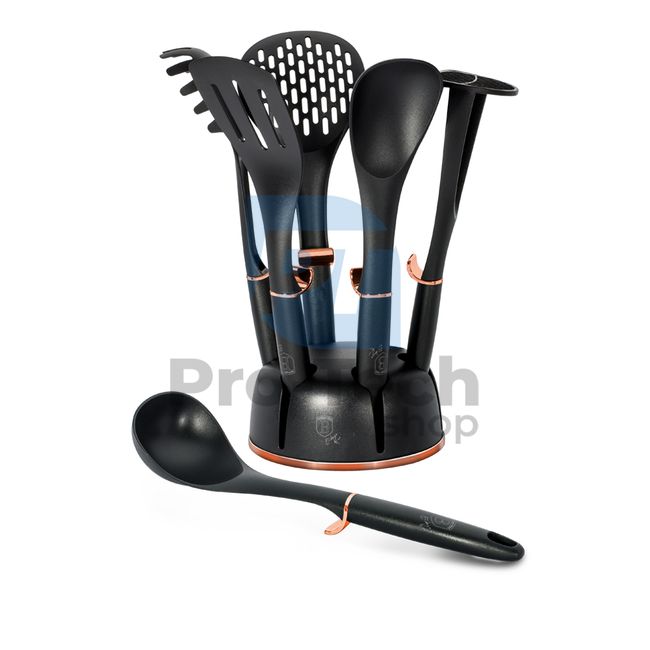 7-piece set of kitchen tools with stand BLACK- ROSE GOLD 19546