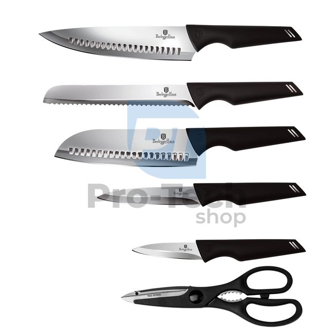 7-piece set of stainless steel kitchen knives with stand BLACK 20474