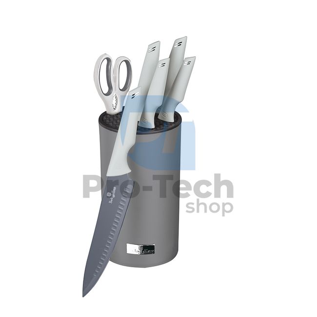 7-piece set of stainless steel kitchen knives with stand MATT GREY 20734