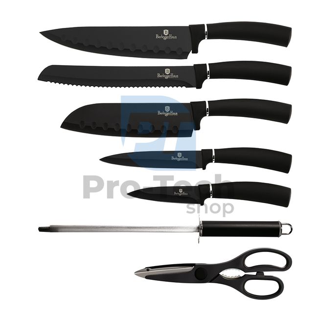 8-piece set of stainless steel kitchen knives with acrylic stand BLACK 20476