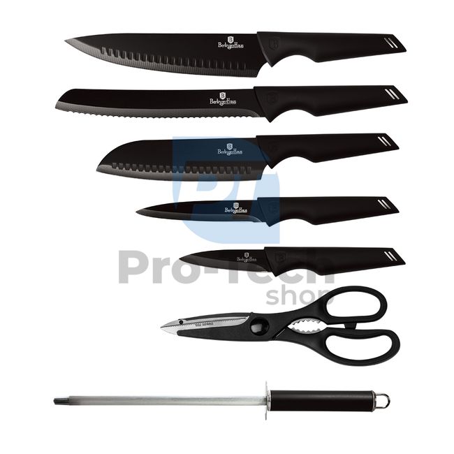 8-piece set of stainless steel kitchen knives with acrylic stand BLACK 20477