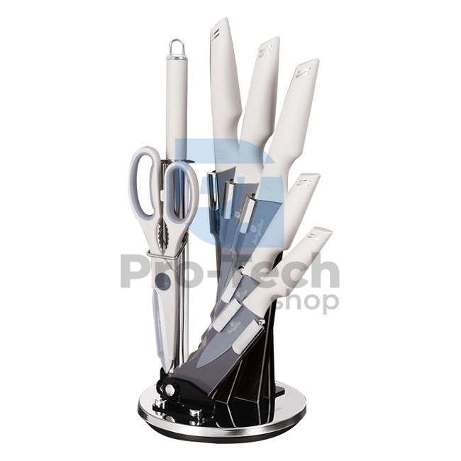 8-piece set of stainless steel kitchen knives with acrylic stand MATT GREY 20735