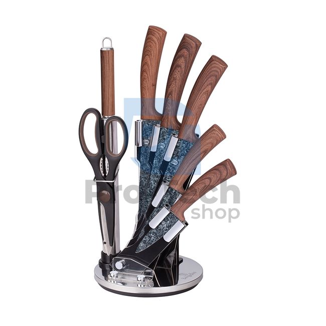 8-piece set of stainless steel kitchen knives with acrylic stand ORIGINAL WOOD 20861