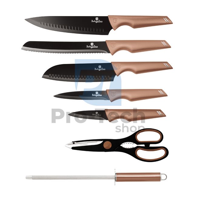 8-piece set of kitchen knives with acrylic stand ROSE GOLD 19531