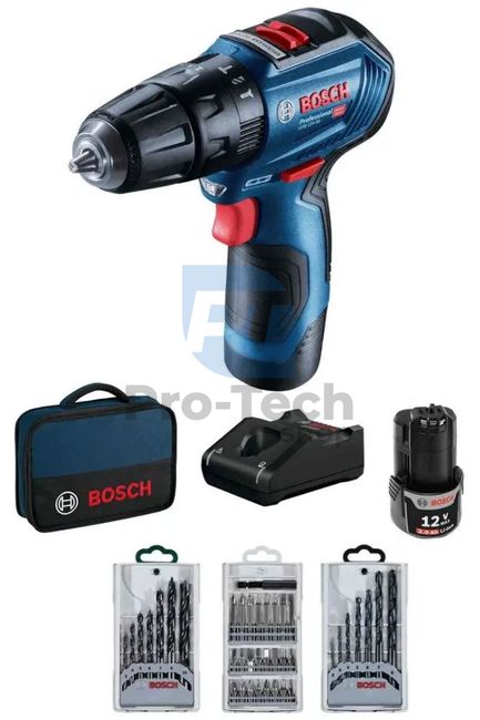 Cordless impact drill Bosch GSB 12V-30 with 39-piece drill and screwdriver bit set 15003