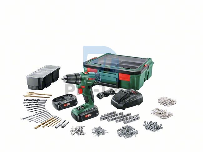 Cordless Drill Driver Bosch PSR 1800 LI-2 with 241-piece accessory set 13546