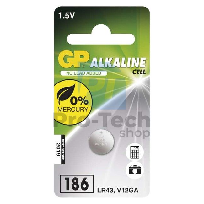 Alkaline button cell battery GP LR43 (186F) 70422