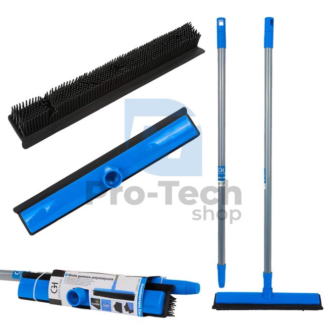 Anti-static Rubber Broom with Water Spatula with Telescopic Stick 40385