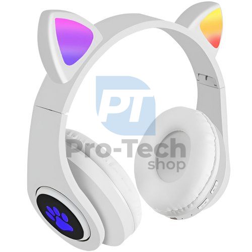 Wireless headphones with cat ears - white 73985