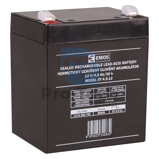 Maintenance-free lead-acid battery 12 V/4.5 Ah, faston 4.7 mm 70711