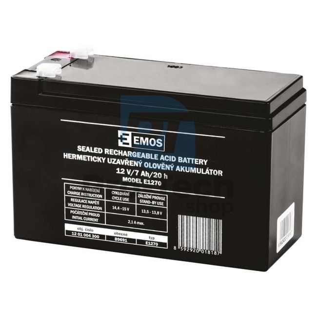 Maintenance-free lead-acid battery 12 V/7 Ah, faston 4,7 mm 70171