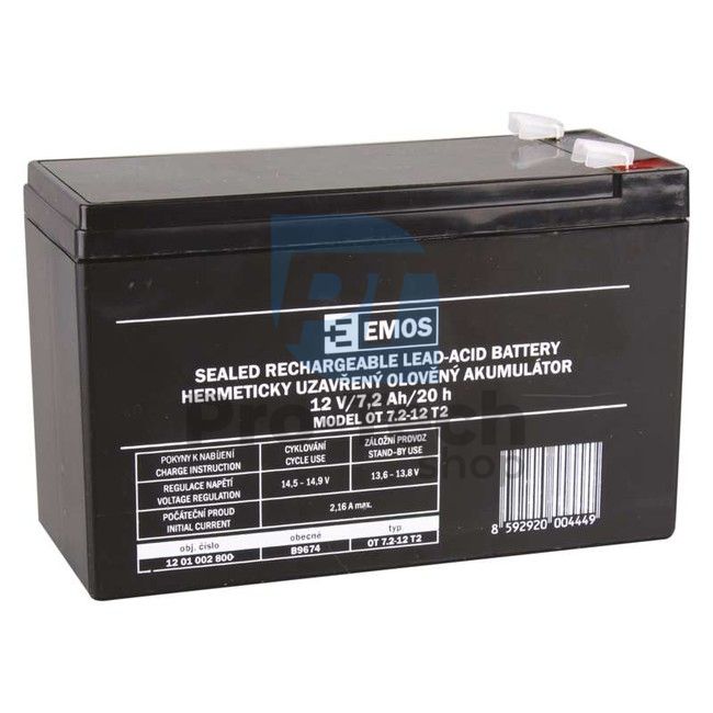 Maintenance-free lead-acid battery 12 V/7,2 Ah, faston 6,3 mm 70197