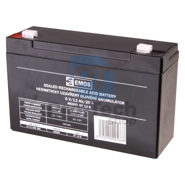 Maintenance-free lead-acid battery 6 V/12 Ah, faston 4,7 mm 70850