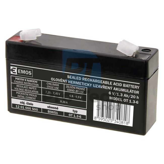 Maintenance-free lead-acid battery 6 V/1.3 Ah, faston 4.7 mm 70149