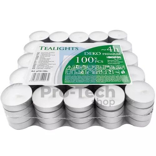 Premium tea candles 4h - pack of 100 74025