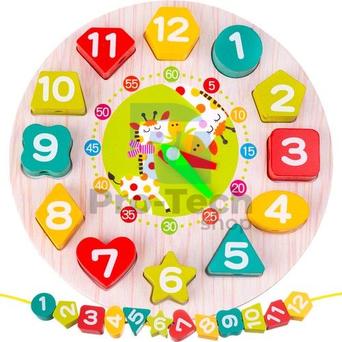 Children's wooden educational clock 74070