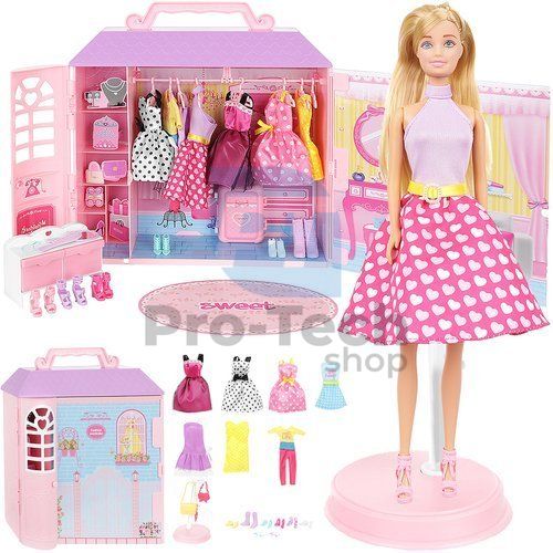 Children's house with clothes and doll 74076