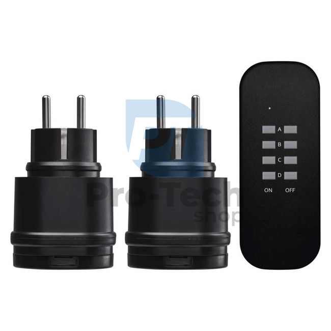 Remote controlled sockets IP44, black 71908