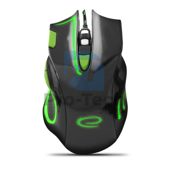 USB gaming mouse with LED backlight 7D HAWK, black-green 72700