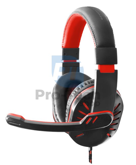 Gaming headset with microphone CROW, red 72663