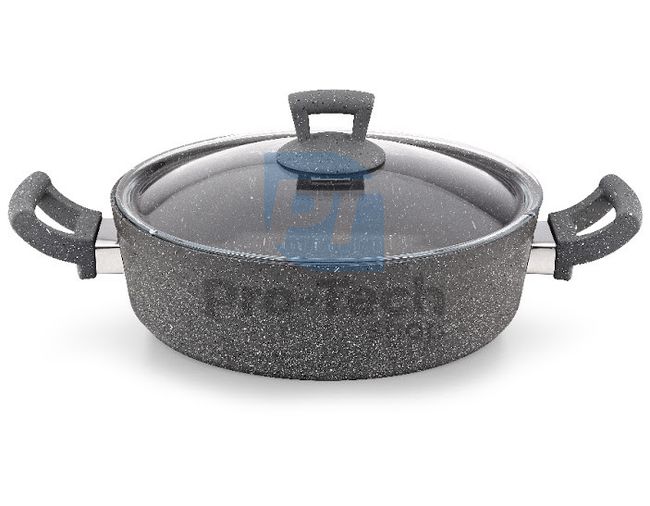 Shallow pot with marble surface 3,9L 28cm Grey 51127