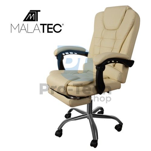 Office chair with footrest, eco-leather - cream 74403