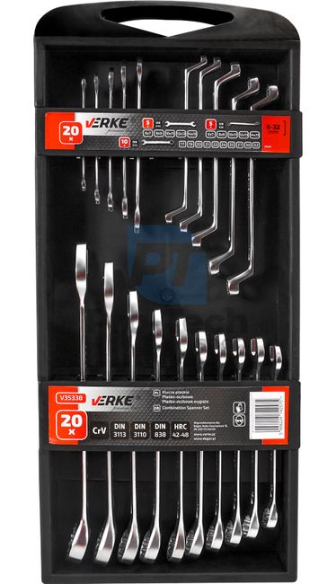 Combination Wrenches + Open-End Wrenches + Offset Wrenches 20pcs 6-32mm HQ 80087