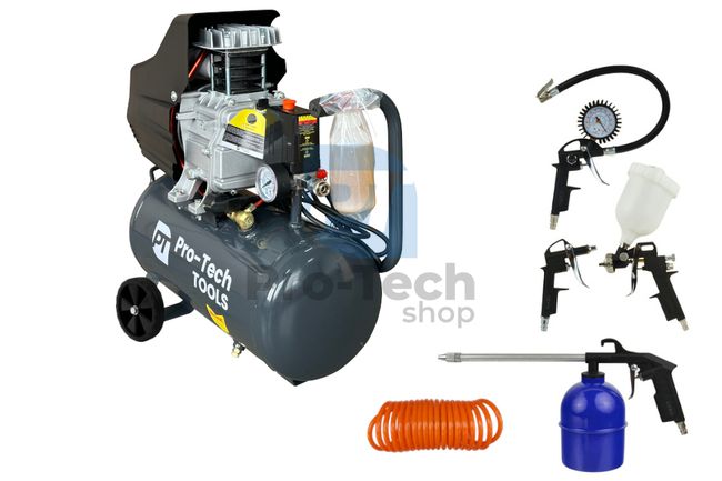 Compressor 24L 2000W 230V + 5-part pneumatic set Pro-Tech TOOLS 40539