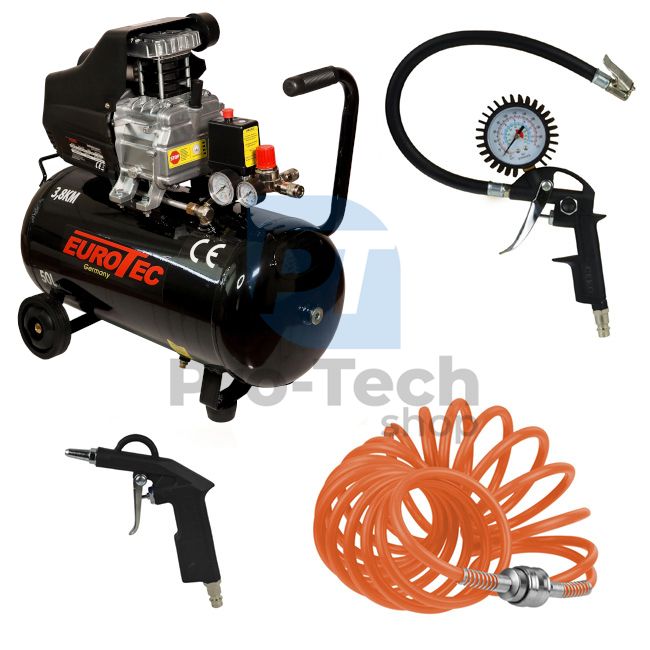 Compressor 50L 2900W 230V + 3-piece pneumatic set SET013